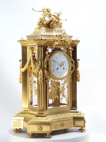 Jules Graux, pendule cage en bronze doré - Galerie de Fontaine