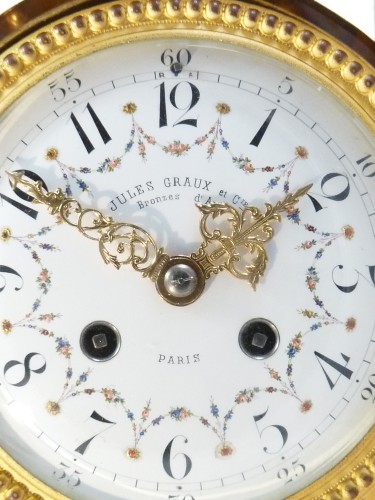 XIXe siècle - Jules Graux, pendule cage en bronze doré