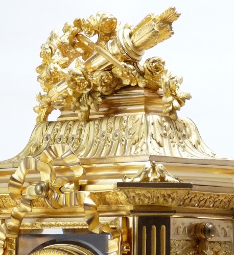 Antiquités - Jules Graux, pendule cage en bronze doré
