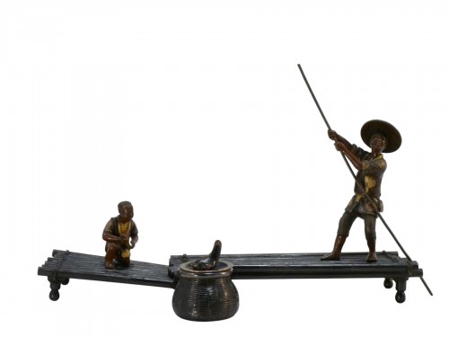 Encrier en bronze Japonais dans le gout de Miyao