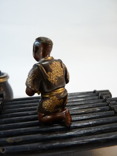 Antiquités - Japanese bronze in the manner of Miyao forming inkwell