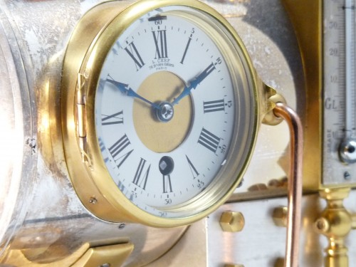 French Industrial Automaton Clock, Horizontal Steam Engine - 