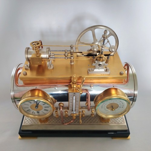 19th century - French Industrial Automaton Clock, Horizontal Steam Engine