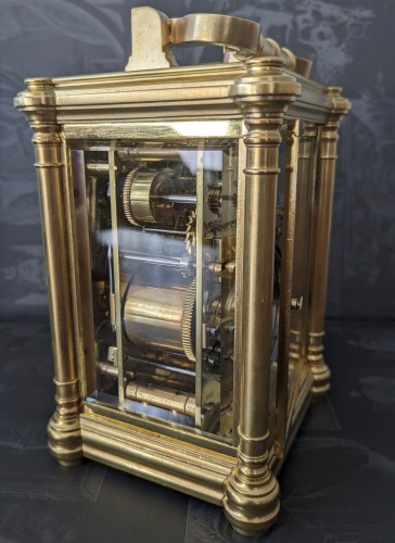 Antiquités - Drocourt - Pendule de voyage à grande sonnerie