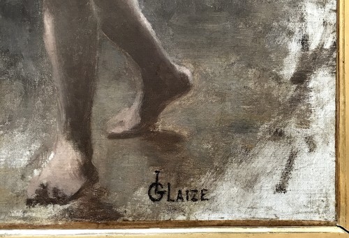 Tableaux et dessins Tableaux XIXe siècle - Léon Glaize (1842–1931) - Etude pour un nu féminin en mouvement