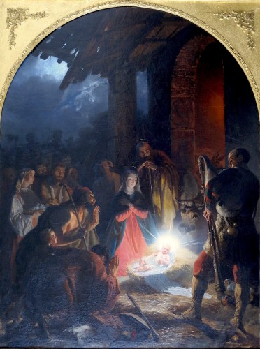 Félix Cottrau (1799-1852) - The adoration of the shepherds - Paintings & Drawings Style Louis-Philippe