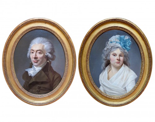 École française du début du XIXe siècle - Paire de portraits