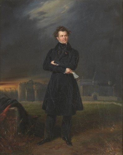 Édouard Pingret (1785–1869) - Portrait d’Athanase Peltier devant le Fort de Ham - Tableaux et dessins Style Restauration - Charles X