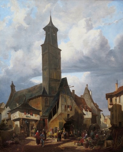 Alexandre Decamps (1803-1860) - Market Scene - Paintings & Drawings Style Louis-Philippe