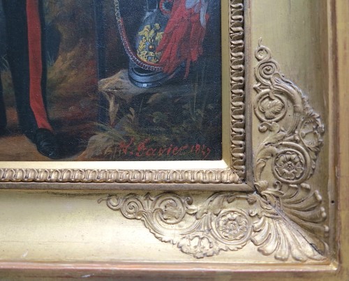 Tableaux et dessins Tableaux XIXe siècle - Victor Favier (1824 -après 1889)  - Portrait de Maximilien Despagne devant le château de Versailles