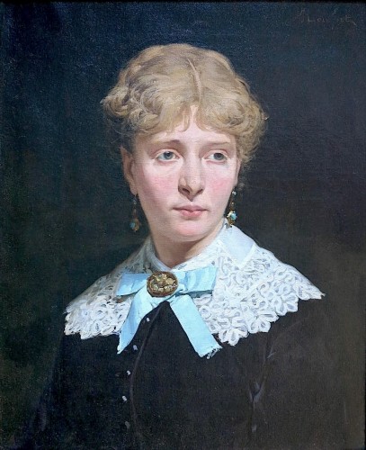 Jules Rousset (1840–1921) - Portrait of a young woman with blond hair - Paintings & Drawings Style Napoléon III