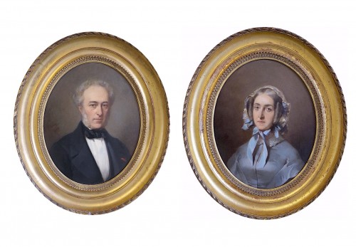 Tony Faivre (1830–1905) - Paire de portraits en pendants