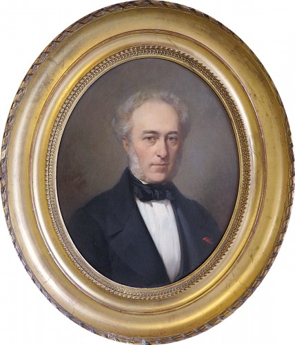 Tony Faivre (1830–1905) - Paire de portraits en pendants - Tableaux et dessins Style Napoléon III