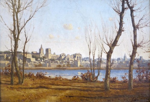 Léon Joubert (1851–1928) - Vue d’avignon depuis l’île de la Barthelasse - Tableaux et dessins Style Art nouveau