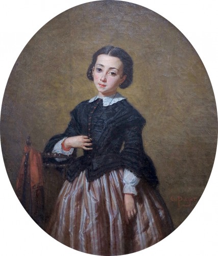 Germain Paget (1817–1884) - Portrait de jeune fille - Tableaux et dessins Style Napoléon III