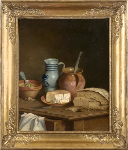 A. Ferreyrolles (active around 1880) - Bread, cheese and pottery 