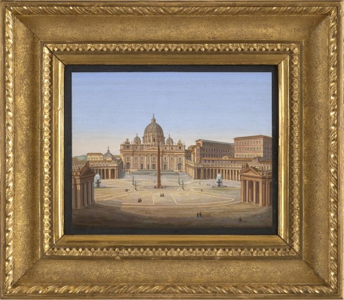 Micromosaïque, Place Saint-Pierre du Vatican - Italie attribué à Cesare Roccheggiani