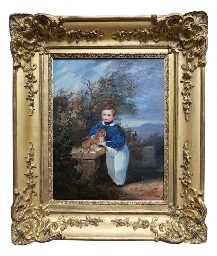 Théophile Charon-Lémérillon (1807–1873) - Portrait of a child with his dog