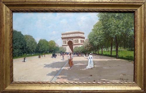 Fausto GIUSTO (1867–1941) - Avenue du bois de Boulogne in Paris