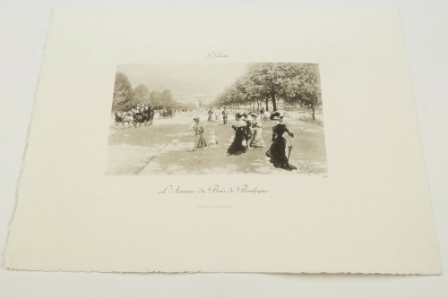 19th century - Fausto GIUSTO (1867–1941) - Avenue du bois de Boulogne in Paris