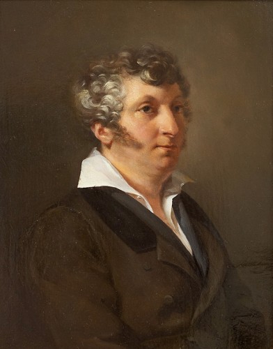 École française du début du XIXe siècle - Portrait d’homme en buste de trois-quarts - Tableaux et dessins Style Restauration - Charles X