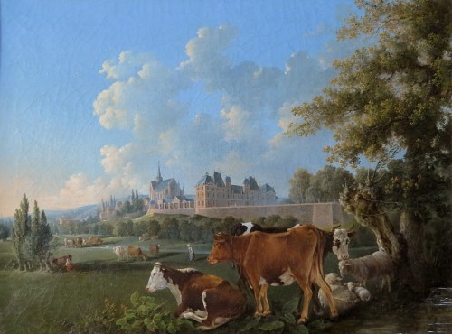 French School of the early 19th Century- Panoramic view of the castle of Eu - Paintings & Drawings Style Louis-Philippe