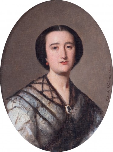Jules de Vignon (1815–1885) - Portrait de femme au camée - Tableaux et dessins Style Napoléon III