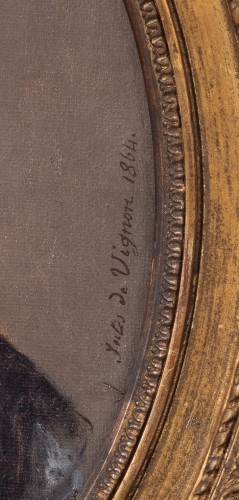Tableaux et dessins Tableaux XIXe siècle - Jules de Vignon (1815–1885) - Portrait de femme au camée