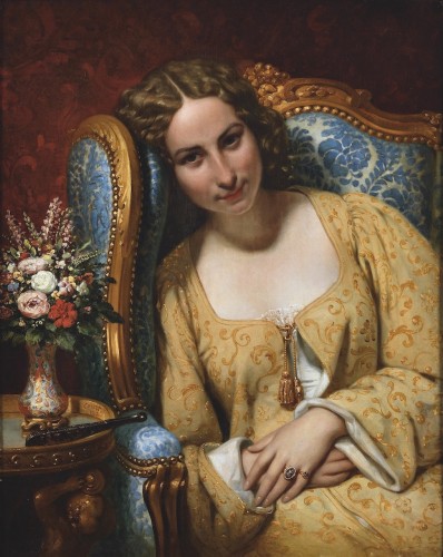 Joseph-Désiré Court (1797–1865) - Woman nestled in an armchair - Paintings & Drawings Style Louis-Philippe