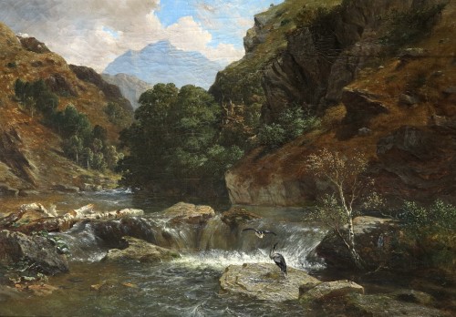 Alexandre Francia (1817–1884) - Herons near a waterfall - Paintings & Drawings Style Napoléon III