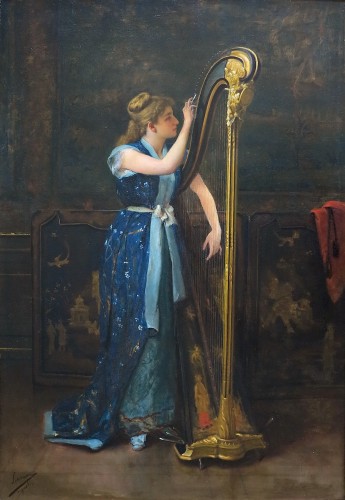 Auguste Serrure (1825–1903) - The harpist - Paintings & Drawings Style Napoléon III