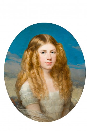 Henriquetta GIROUARD (1817 – 1883) - Portrait of a young woman - Paintings & Drawings Style Napoléon III