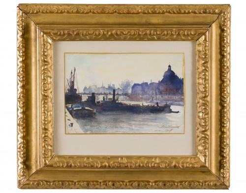 Marcel PRUD’HOMME (1877–1955) - Panorama de Paris sur l’Institut et le Pont des Arts
