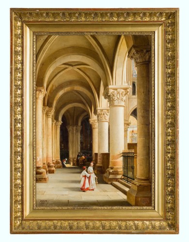 Alexis Milon (1784 – Après 1858) - Vue intérieure de Saint-Germain-des-Prés, Paris
