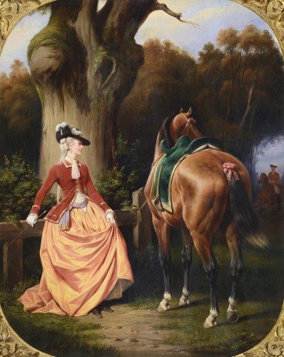 Ange-Louis JANET dit JANET-LANGE (1811-1872) - L’Amazone, Portrait de Madame de C... - Tableaux et dessins Style Louis-Philippe