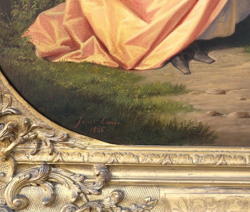 Tableaux et dessins Tableaux XIXe siècle - Ange-Louis JANET dit JANET-LANGE (1811-1872) - L’Amazone, Portrait de Madame de C...