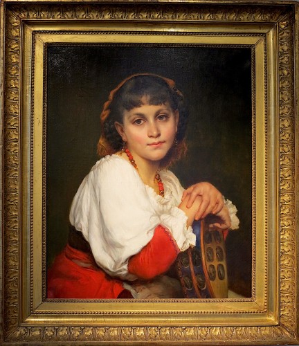 Edmond Josephine Claire LANGLOIS (XIX)- Young Italian woman with tambourine