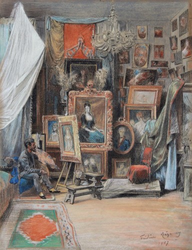 Frédéric REGAMEY (1849-1925) - L’atelier du peintre Jules MACHARD en 1887