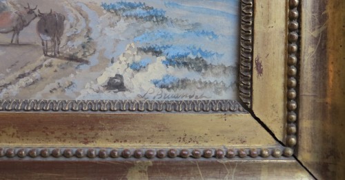 Tableaux et dessins Dessin, Aquarelle & Pastel - Lazare BRUANDET (1754-1804) - Paysage lacustre aux pêcheurs