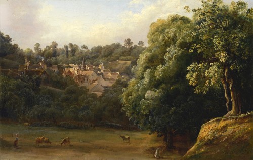 Louise-Joséphine SARAZIN de BELMONT (1790-1870) - Vue de la Celle Saint Cloud - Tableaux et dessins Style Restauration - Charles X