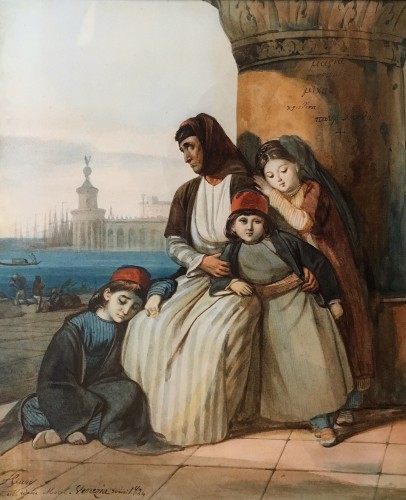 A family of Greek refugees, painted in Venice in 1824