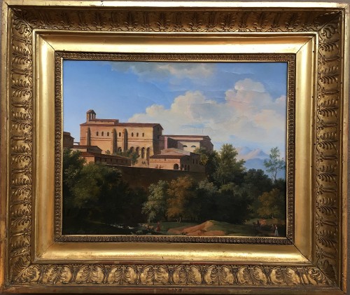 BOURGEOIS du CASTELET, attribué à - Vue d'un monastère à Marino, près de Rome