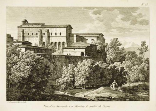 Paintings & Drawings  - BOURGEOIS du CASTELET, attributed to -View of monastery in Marino,near Rome