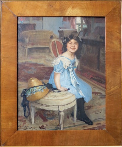 William LAPARRA (1873-1920) - Portrait de fillette dans un intérieur