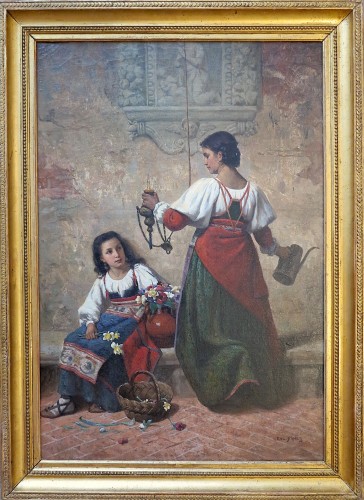 Eugène François FINES (1826 – 1901) - Paysanne de San-Germano et son enfant
