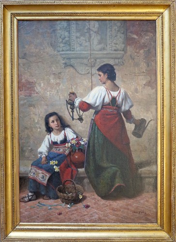 Eugène François FINES (1826 – 1901) - Peasant woman of San Germano