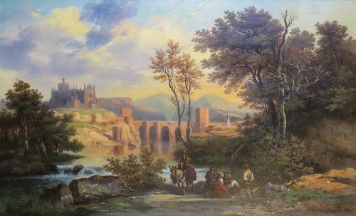 Joseph LATOUR(1806–1863)-St. Martin Bridge, Toledo and Cathedral of Ségovia - Paintings & Drawings Style Napoléon III