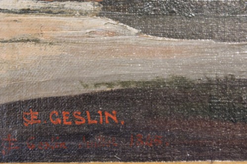 Jean-Charles GESLIN ( 1814 –1887) - Paestum, les ruines du temple de Neptune - Galerie de Lardemelle