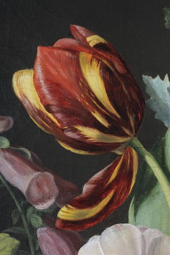 XIXe siècle - Jean-Baptiste GALLET (1820-1848) - Bouquet de fleurs dans un panier