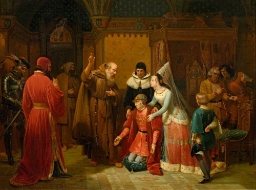 Nicolas GOSSE - Louis XI kneeling in front of Saint François de Paule - Paintings & Drawings Style 